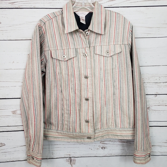 Northern Reflections Vintage Y2K Trucker Jacket-stripe - Picture 1 of 6